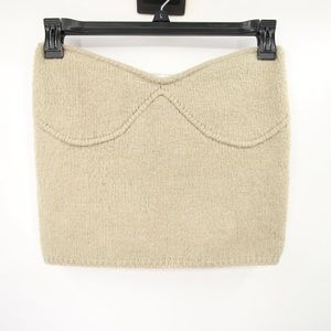 Zara Strapless Sweater Knit Crop Top Tan Knit Size Large Tank Top Knitted ⭐️